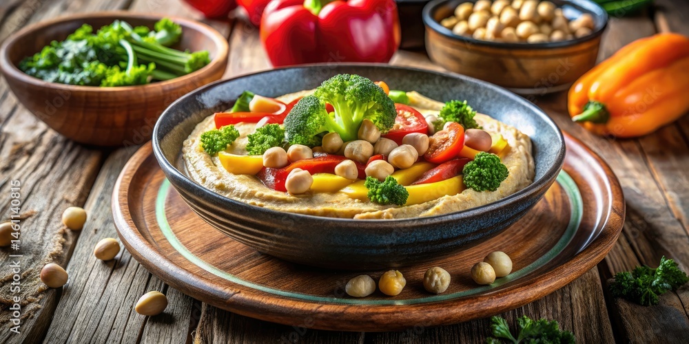Healthy Hummus Bowl Recipe: Chickpeas, Broccoli & Peppers Healthy Hummus Bowl Recipe: Chickpeas, Broccoli & Peppers