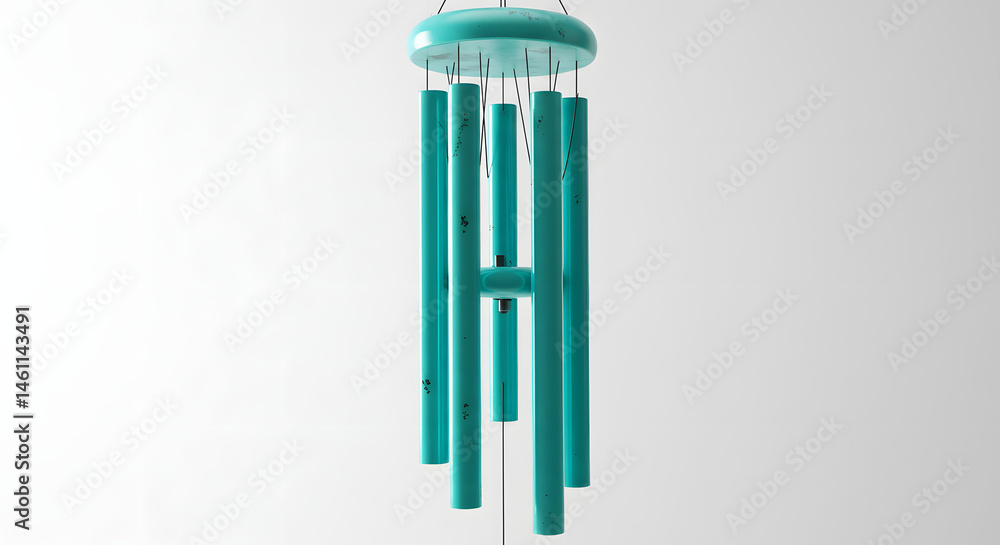 Turquoise Wind Chime with Cylindrical Tubes Turquoise Wind Chime with Cylindrical Tubes