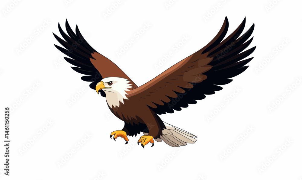 Fototapeta premium Elegant Flying Eagle Logo in Minimalist Vector Style for Graphic Design Projects