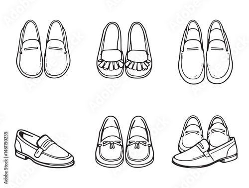 Elegant loafers men line art illustration for trendy fashion projects