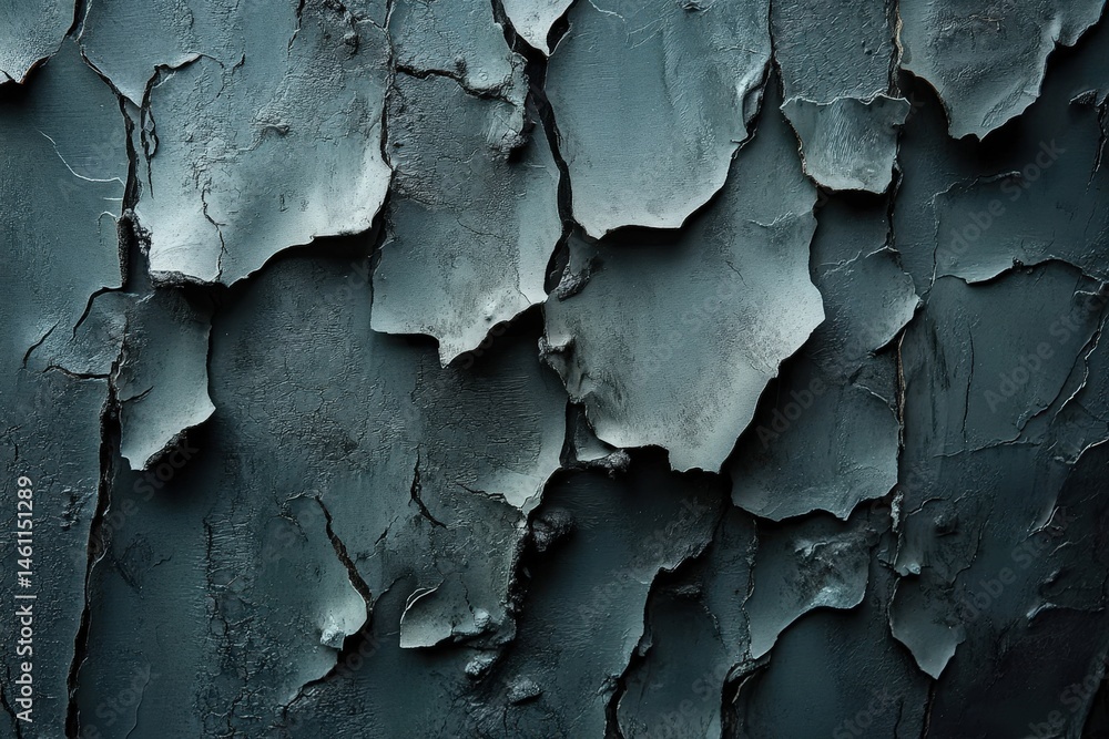 Obraz premium Textured, dark gray surface with deep cracks and peeling paint.
