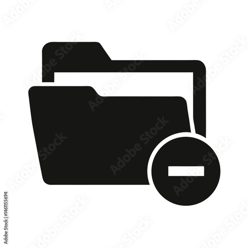 folder with minus sign black silhouette