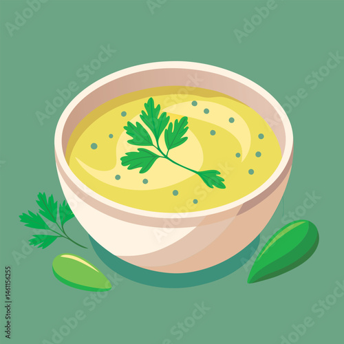 Creamy soup with fresh herbs.