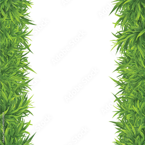 Verdant grassy borders frame white space