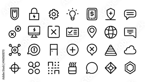 Line icon set for web mobile user interface UI and UX components
