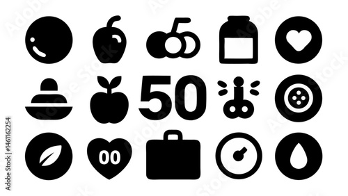 Nutrition Line Icon Set for Proper Nutrition, Diet, and Weight Management
