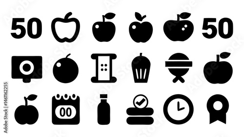 Nutrition Line Icon Set for Proper Nutrition, Diet, and Weight Management