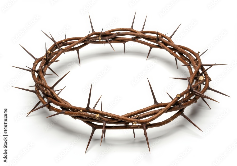 Fototapeta premium Crown of thorns made of branches and spikes on white background