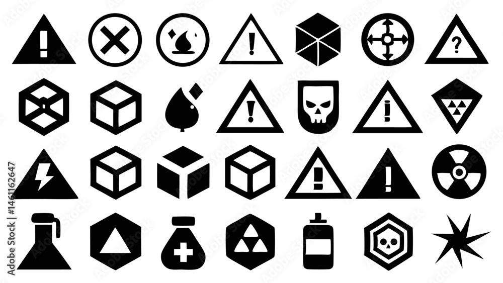 Packaging and Cargo Icons for Products and Goods with Toxic Marking Packaging and Cargo Icons for Products and Goods with Toxic Marking