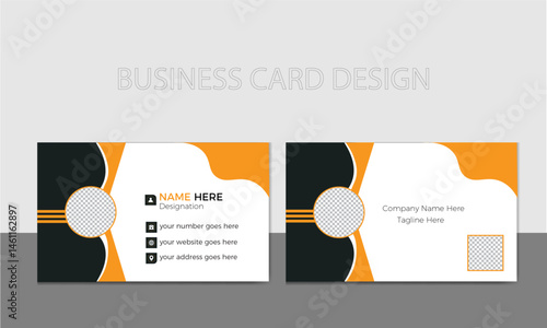 Business Card Design , visiting card , name card , corporate , modern and clean professional  business card ,  double sided business card , black and golden visiting card ,  business card template .  