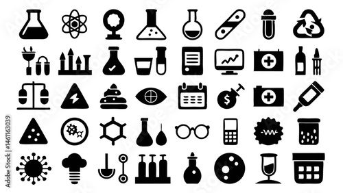 Product packaging concept featuring clean labeling and laboratory testing icons suitable for branding projects focused on product testing and consumer safety assurance