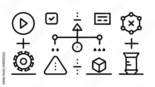 Scalability and resize icon set with scale-related symbols useful for UI design, digital tools, and software interfaces focused on adaptable and scalable content