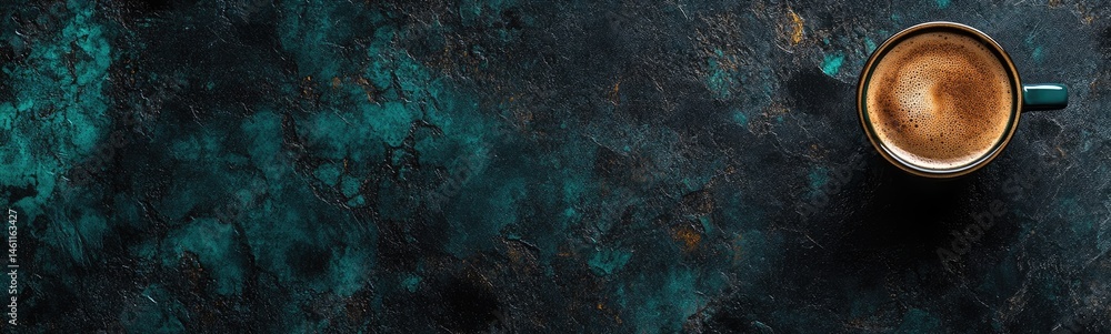 Dark Teal Surface with Coffee Cup Dark Teal Surface with Coffee Cup