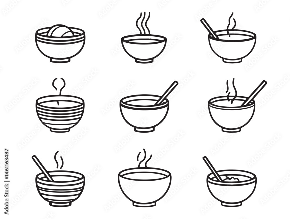 minimal congee food dish in vector line art style minimal congee food dish in vector line art style