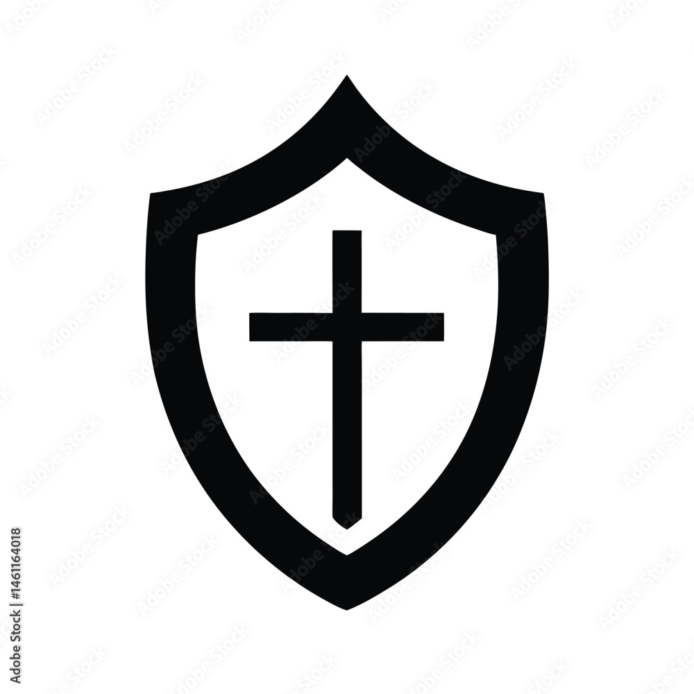 Fototapeta premium shield with cross black silhouette