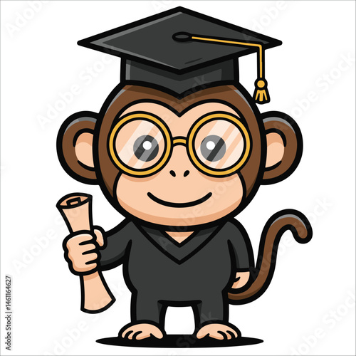 Graduating monkey scholar in academic regalia