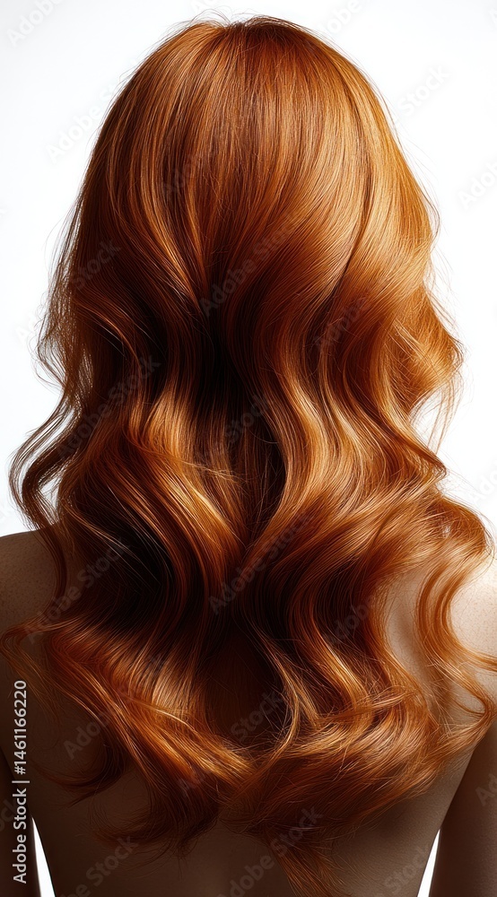 Fototapeta premium Beautiful, auburn, wavy tresses flowing gracefully.