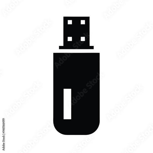 USB flash drive icon black silhouette 