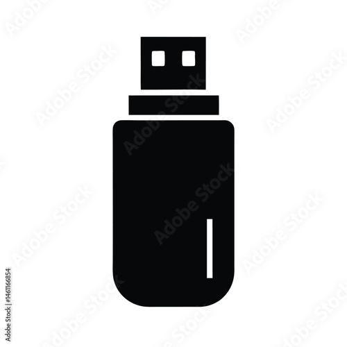 USB flash drive icon black silhouette