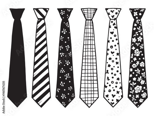 Skinny tie minimalist vector for formal menswear design collection