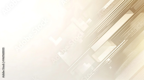 Abstract geometric background in creamy beige tones featuring lines rectangles and halftone patterns creating a modern design