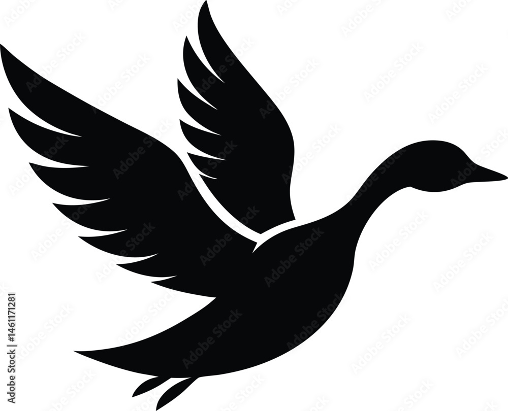 Obraz premium Duck vector, flying duct line art, outline and silhouette vector vector illustration on white background, editable, printable, logo, icon, design 