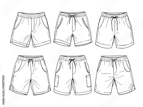 Clean gym shorts vector outline for sportwear graphic design