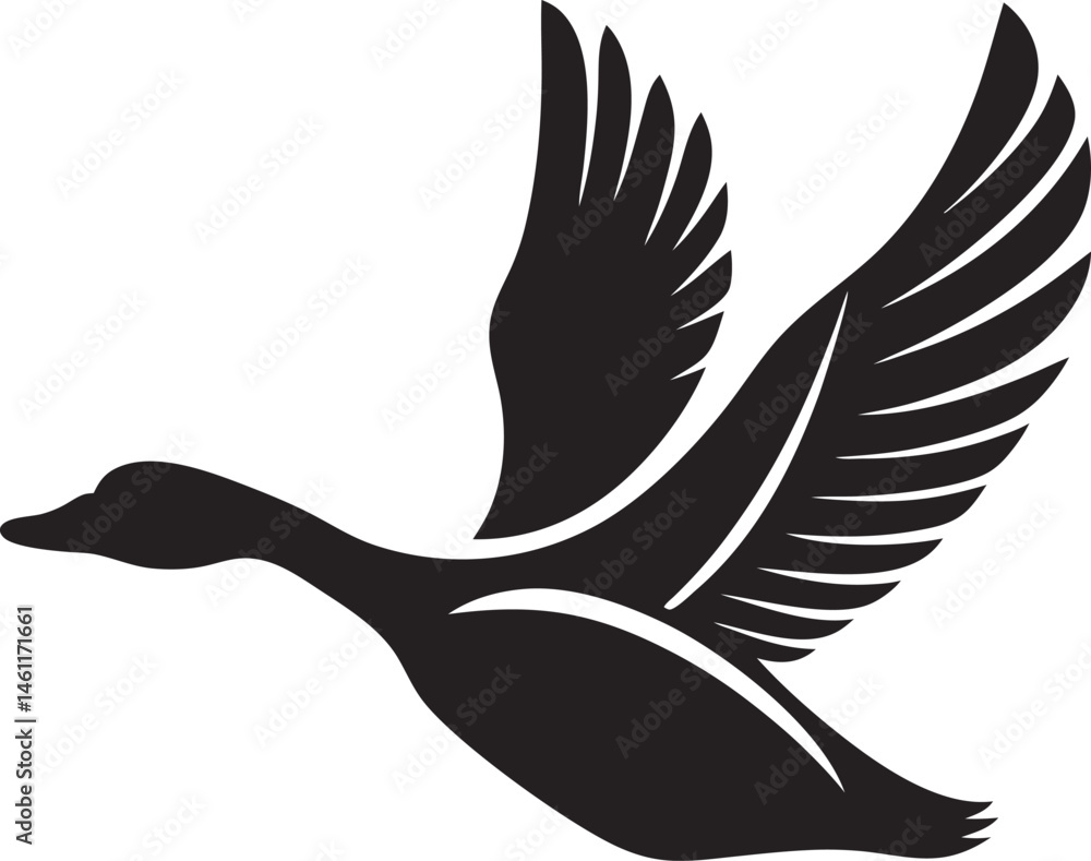 Obraz premium Duck vector, flying duct line art, outline and silhouette vector vector illustration on white background, editable, printable, logo, icon, design 