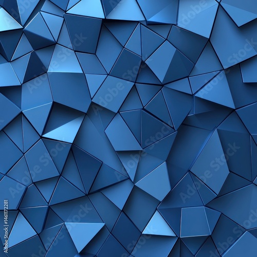 Abstract geometric pattern of many overlapping blue triangles. photo