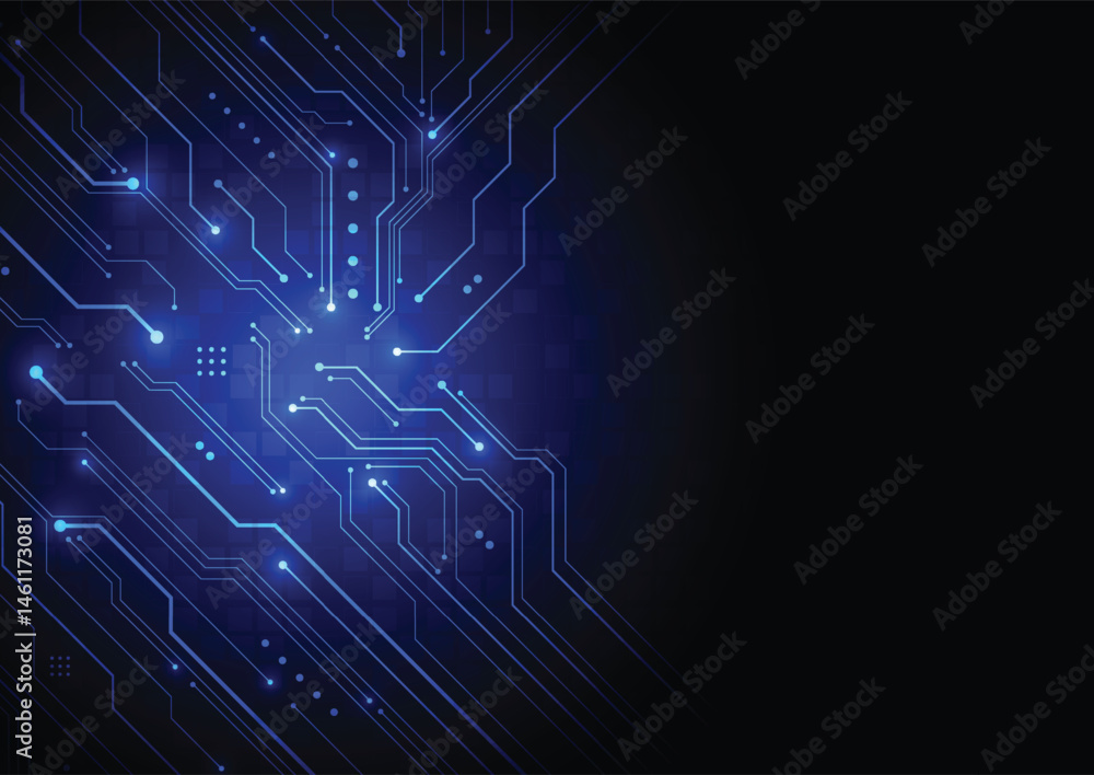 Obraz premium Abstract digital background with technology circuit board texture. Electronic motherboard illustration. Communication and engineering concept. Vector illustration