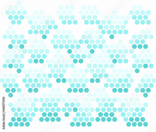Modern abstract background composed of evenly spaced gradient turquoise dots arranged in a geometric, wave-like pattern on a white background.