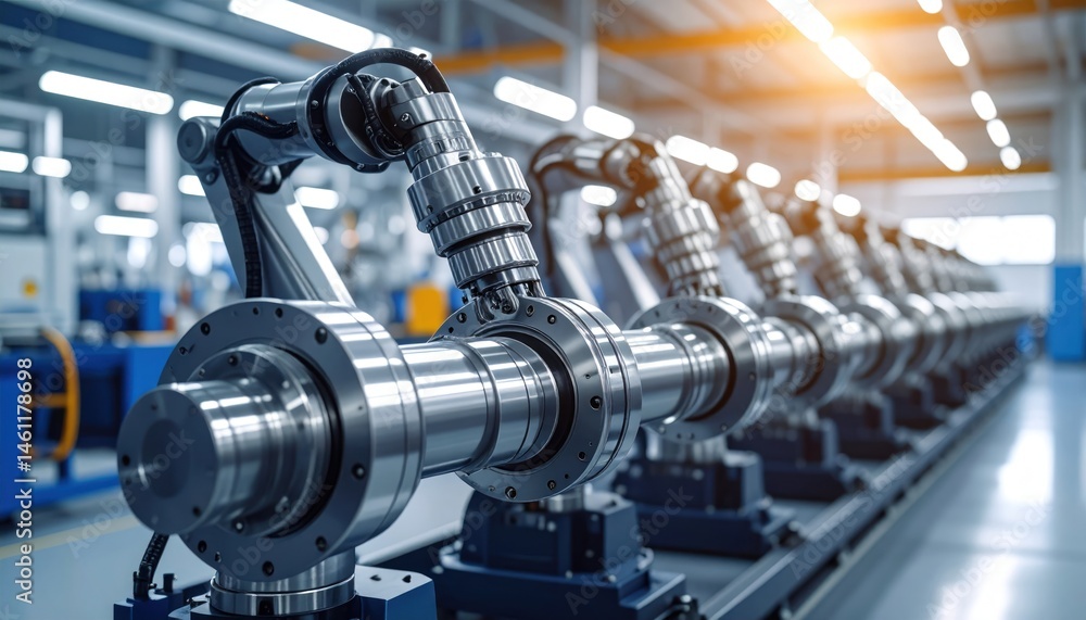 Fototapeta premium Industrial Robot Assembly Line Factory