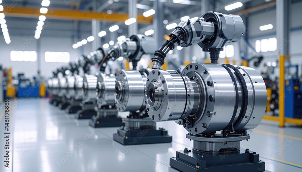 Fototapeta premium Robot Arm in Factory Assembly Line