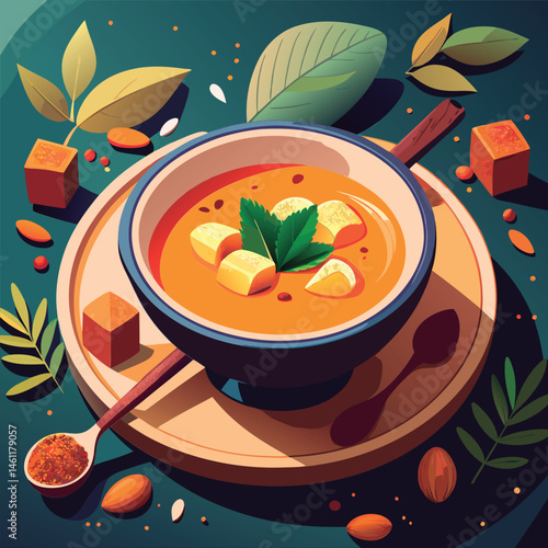 Appetizing bowl of creamy soup.