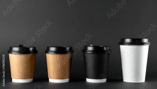 Wallpaper Mural A cozy arrangement featuring three distinct coffee cups: a classic ceramic mug, a sleek glass espresso cup, and a vibrant travel tumbler, all filled with steaming coffee. Torontodigital.ca