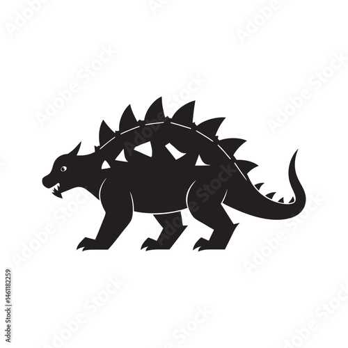 Armoured Tyrannosaurus Dinosaur Silhouette on White
