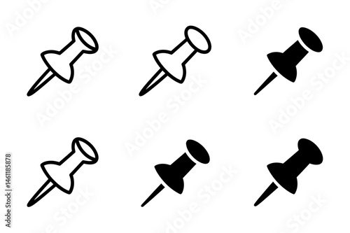 Pin pushpin thumbtack icon vector office stationary