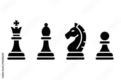 Chess pieces king bishop knight pawn strategy game