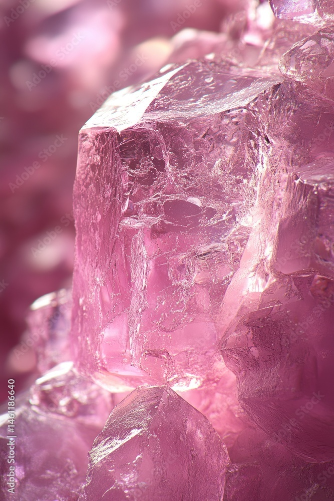 Fototapeta premium Close-up view of multifaceted, pink crystal formations.