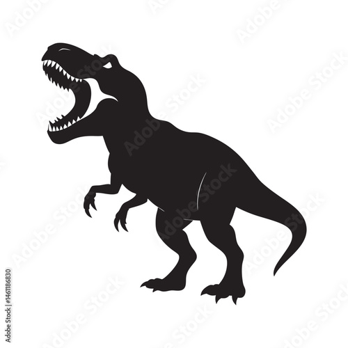 Tyrannosaurus Rex Roaring Silhouette with Teeth Visible