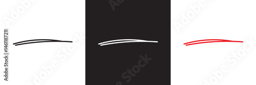 Black, white, and red underline icon. Vector for websites, mobile interfaces, presentations, banner, visual branding etc. Vector illustration. isolated on white and black background. EPS 10
