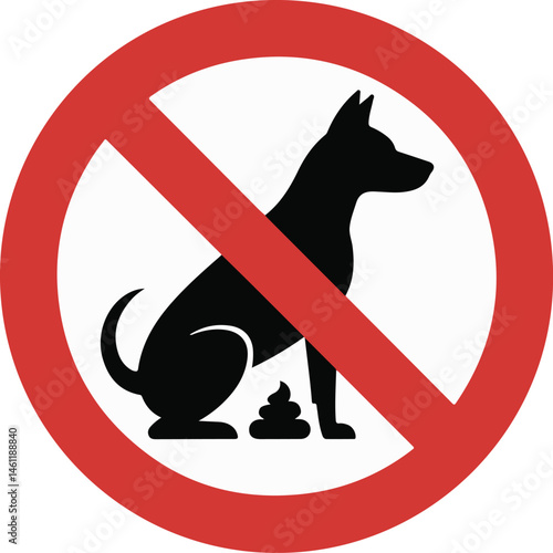 No dog waste sign vector silhouette illustration. Dog poop prohibition symbol. Dog waste control icon. No pet waste sign design