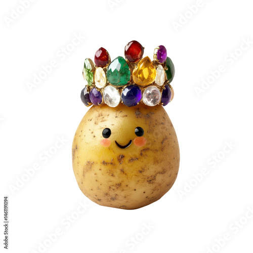 Happy Potato King with Gemstone Crown