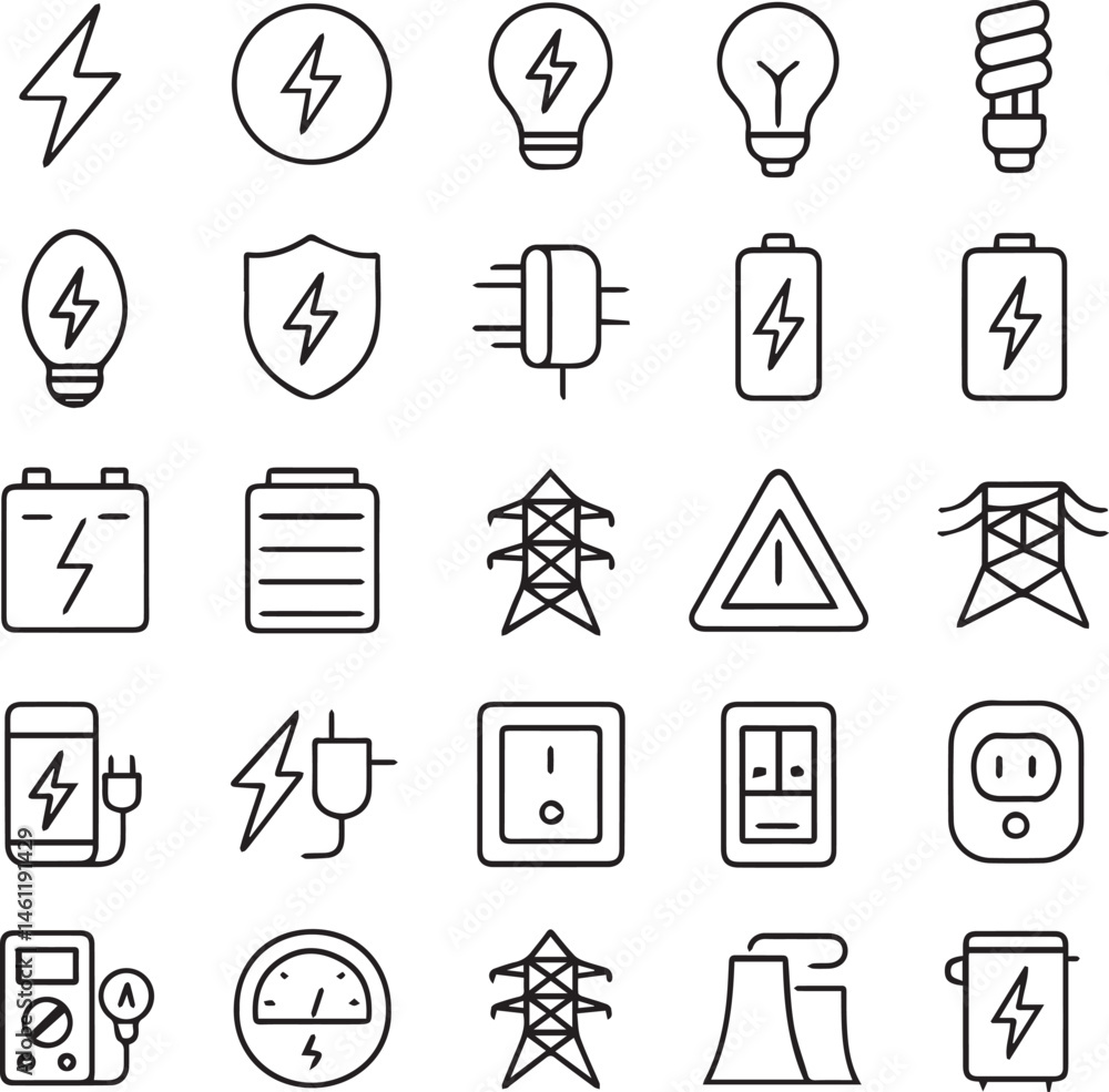 Fototapeta premium set of electric icons