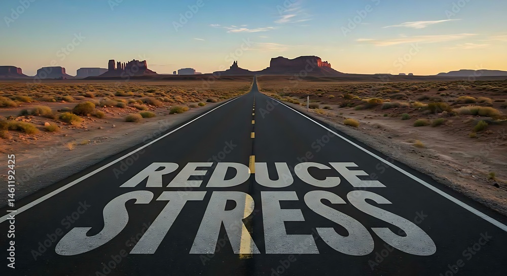 Naklejka premium Reduce Stress: Open Road to Serenity