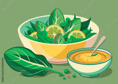 Fresh spinach salad with lemon vinaigrette.