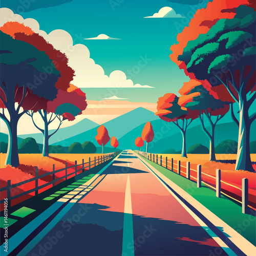 Autumn road trip through the mountains.