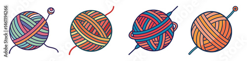 knitting yarn flat illustration