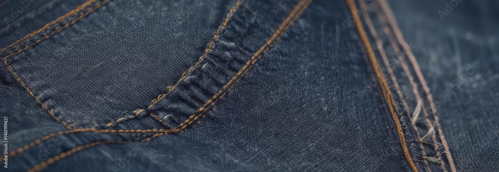 Fototapeta premium Close-up denim detail, fashionable cut Colorful background, authentic image , style, trendy