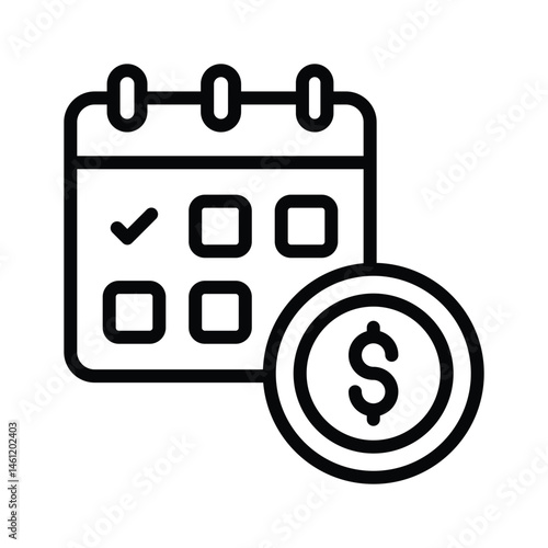 Visually engaging icon of due payment designed in line style